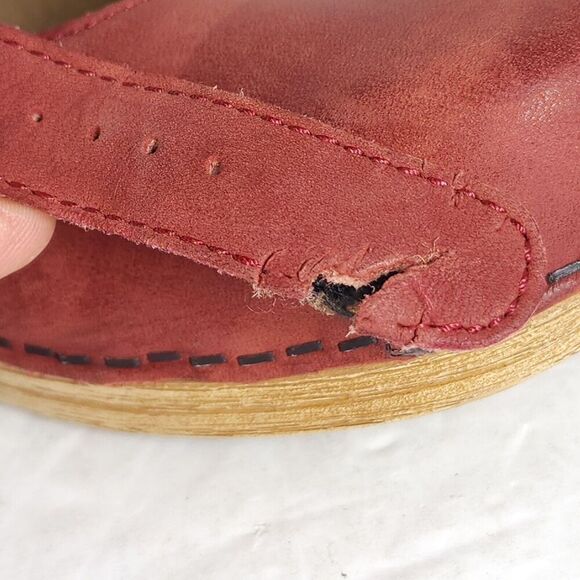 Dansko Women's EU37 US6-6,5 Red Leather Mary Jane Pro Clog Shoes - Picture 15 of 16